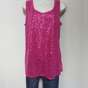 Fashion Bug Trendy Sz L Tank Top Sequin Hot Pink